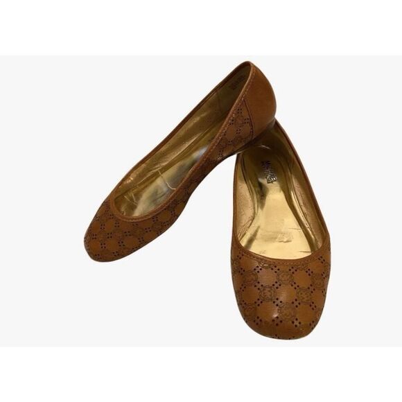 Michael Michael Kors Leather Logo Slip On Ballet Flats Sz 8M Designer Luxury - Picture 1 of 11